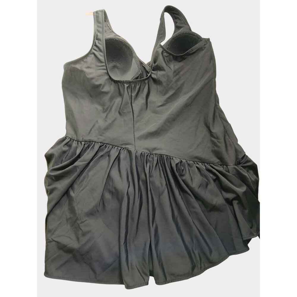 Womens Miraclesuit Black Wrap Style Swimdress Swimsuit Size 22W 22 W V Neck Plus - Picture 10 of 11